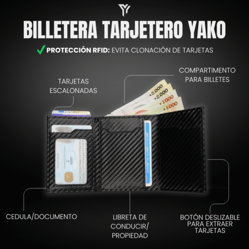 Billetera y tarjetero Premium - Negro rayas - Image 7