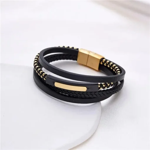 Pulsera cuero multicapa