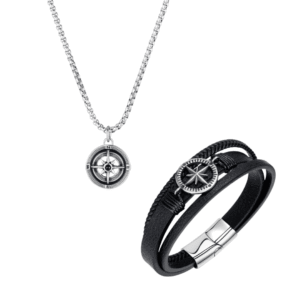 Combo Cadena + Pulsera brujula