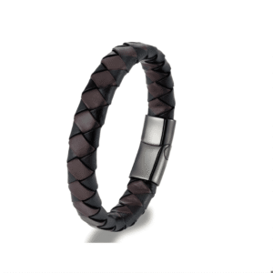 Pulsera de cuero trenzado elegante