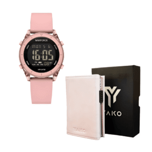 Combo Reloj femenino + Billetera tarjetero Rosa