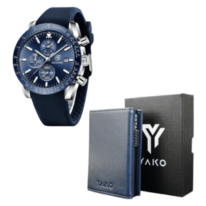 Combo Premium Azul Reloj línea Benyar + Billetera tarjetero