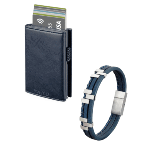 Combo Billetera tarjetero Premium Anticlonación + Pulsera multicapa