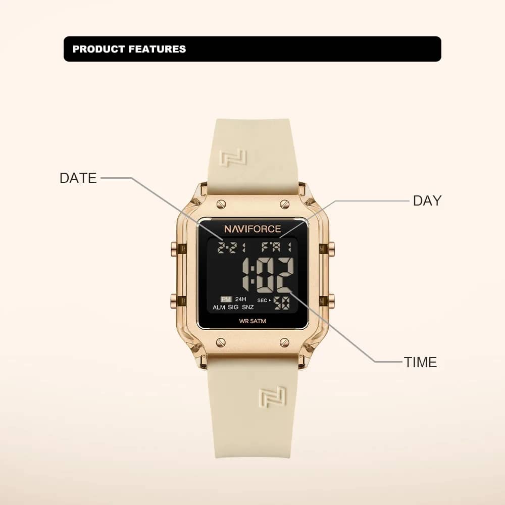 Reloj Femenino Naviforce Digital Gold Beige - Image 5