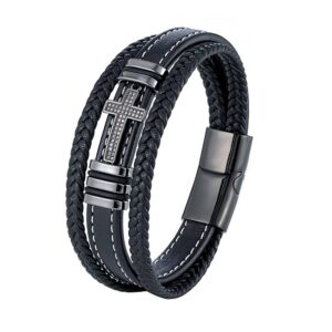 Pulsera de cuero con cruz